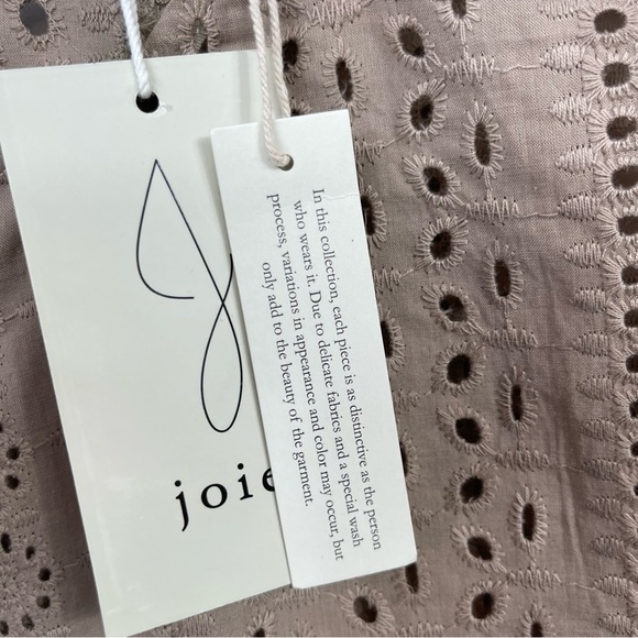 JOIE Tan Eyelet Crochet Sleeveless Blouse NWT S V-Neck Cotton Tank Top $98 - Picture 10 of 14